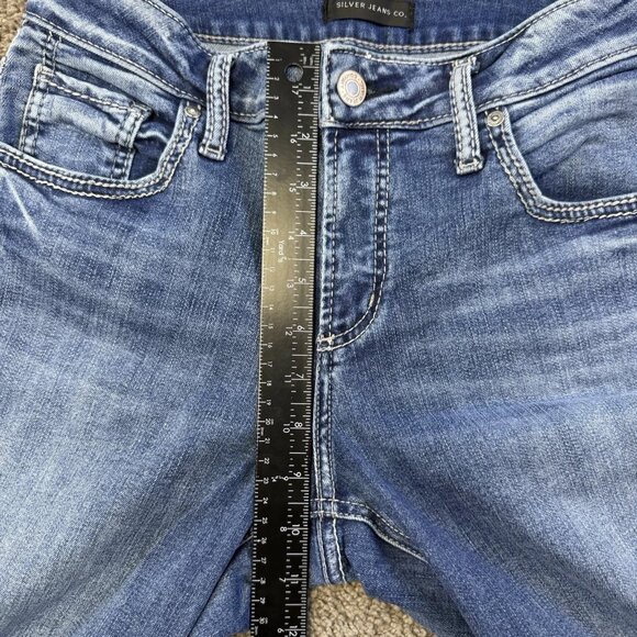 Silver boyfriend style blue slim-fit mid-rise comfortable stretch jeans - Picture 8 of 12